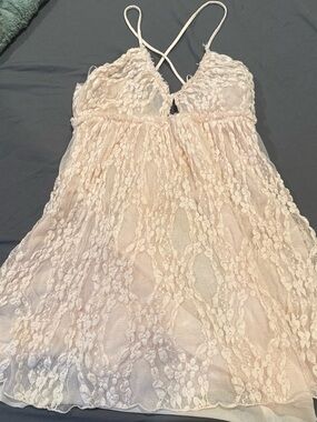 Free People Pale Pink Lace Slip Dress